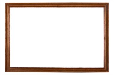 brown wooden photo frame isolated