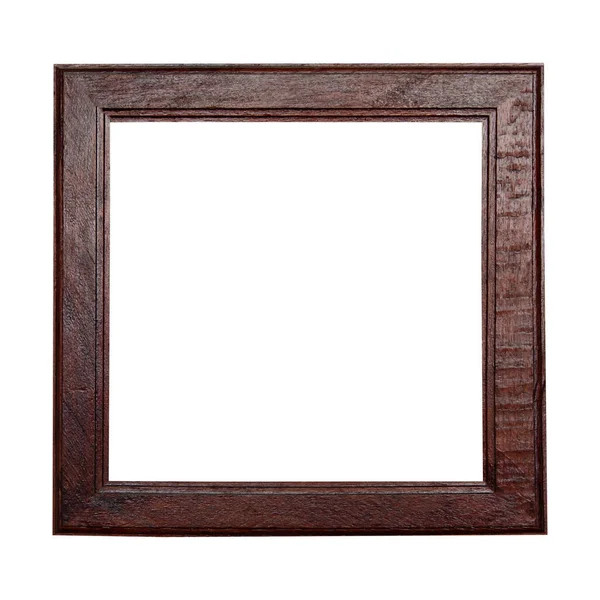 Quadratischer Brauner Holzrahmen Isoliert — Stockfoto