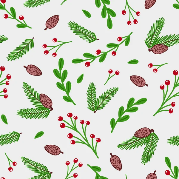 Christmas Seamless Pattern Fir Branches Cones — Stock Photo, Image