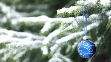 Kar mavisi Noel balosuyla Noel ağacında