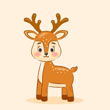 Bej arka planda neşeli geyik