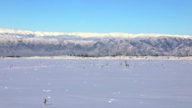 winter snowy mountains close up