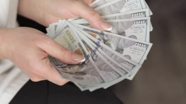 Kadın eli dolar banknotları sayar