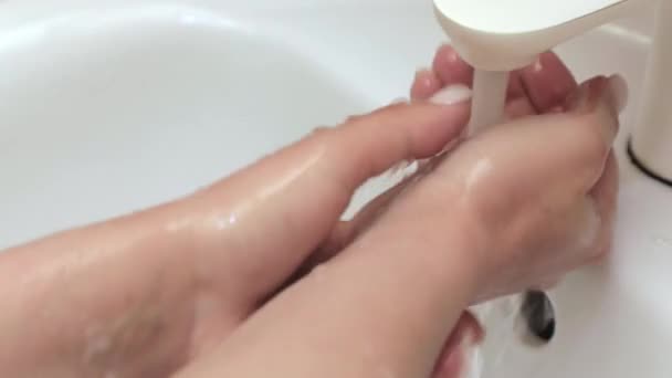 Washing Hands Soap Close — Stockvideo