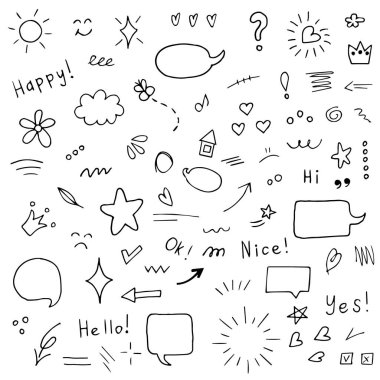 Beyaz arkaplana elle çizilmiş karalamalar.