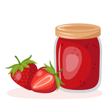 Armutlu bir kavanoz çilek reçeli..