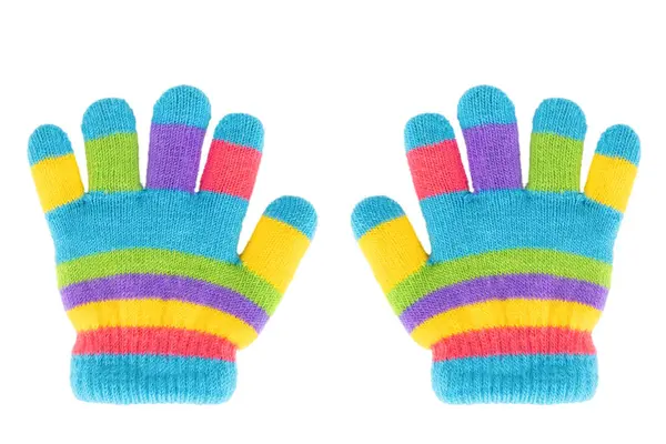 parlak çocuk eldivenleri beyaz arkaplanda izole edilir.