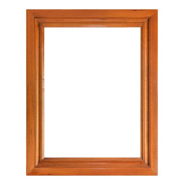 Beyaz arkaplanda izole edilmiş fotoğraf veya sertifika için kahverengi ahşap çerçeve.