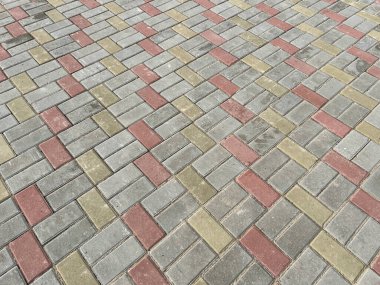 Bakış açısına göre taş kaldırım dokusu. Eski kaldırım taşlarının soyut arkaplanı.