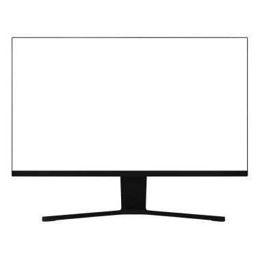Beyaz ekran izole edilmiş siyah monitör.