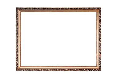 wooden brown photo frame isolated.