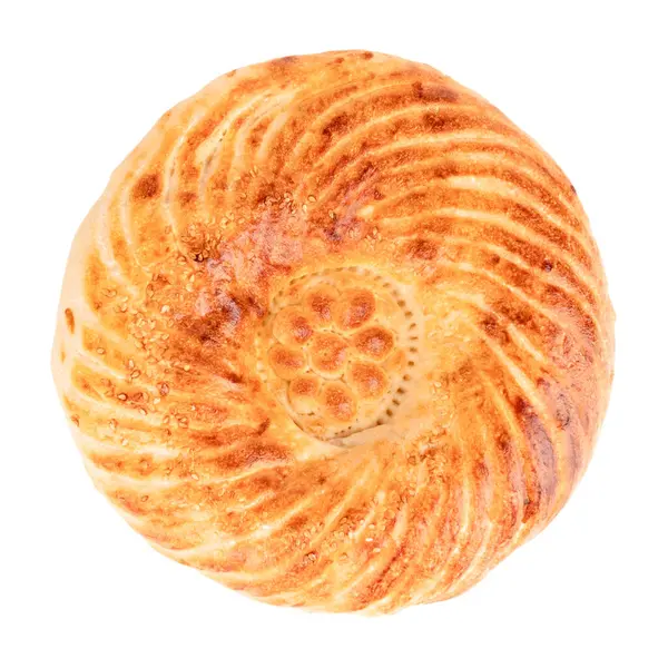 Susamlı ekmek tortilla beyaz arkaplanda izole.