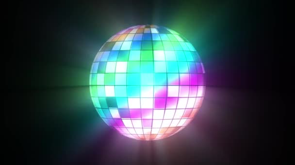 Neon Disco Ball Seamless Loop Multicolored Reflections Animation — Stock Video