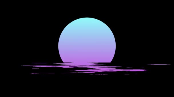 月亮在水面上 水面上的月亮出现在黑色的背景上 — 图库视频影像