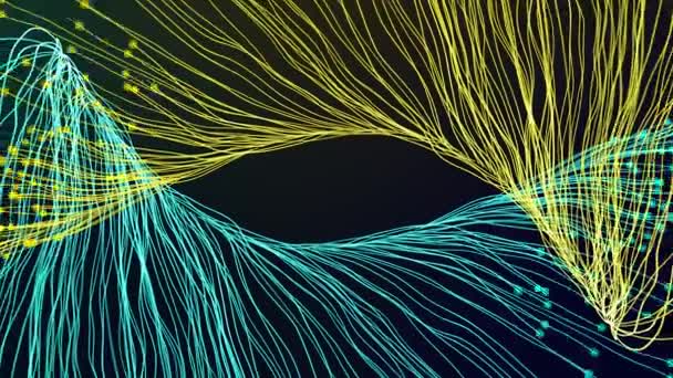 Cores Amarelas Cianas Partículas Mostrar Propriedades Onda Partícula — Vídeo de Stock