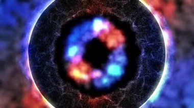 3D parlayan daire hareketi neon ışığı, kusursuz bir görsel efekt.