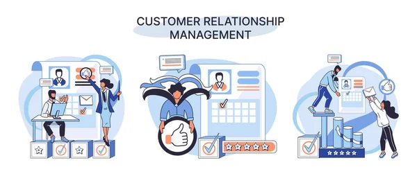 Crm Metaphor Customer Relationship Management Application Software Organizations Automatisation Customer — Vetor de Stock