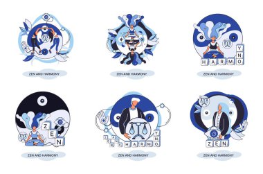 Zen and harmony metaphor, meditation practice. Balance, relaxation, mindfulness. Calm person relaxing. Yoga and spiritual practice, relax, recreation, healthy lifestyle. Japanese cult of mind and body