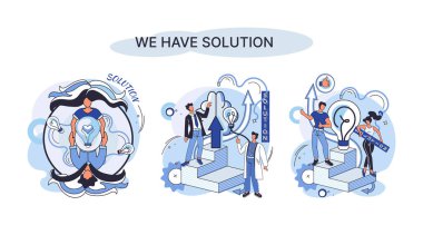 İş ekibinin çalışması sonucu çözüme ulaşılıyor. Yeni başlayanlar. Amaç düşünmek. Teşkilat tarafından yapılan işbirliği ekibi oluşturur. Yaratıcı başarılı yönetim metaforu, karar ve takım çalışması