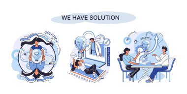 İş ekibinin çalışması sonucu çözüme ulaşılıyor. Yeni başlayanlar. Amaç düşünmek. Teşkilat tarafından yapılan işbirliği ekibi oluşturur. Yaratıcı başarılı yönetim metaforu, karar ve takım çalışması