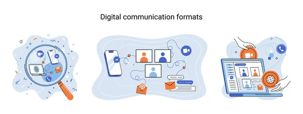 Formatos Comunicaciones Digitales Mensajes Chat Smartphone Sms Pantalla Del Teléfono — Archivo Imágenes Vectoriales