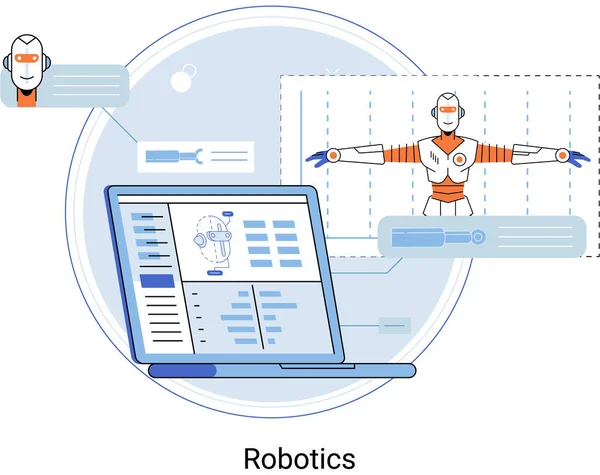 Robotics Scientific Technical Base Design Production Application Robots Programmable Controlled — Stock Vector