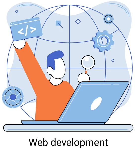Métaphore Développement Web Codage Programmation Mise Page Sensible Site Internet — Image vectorielle