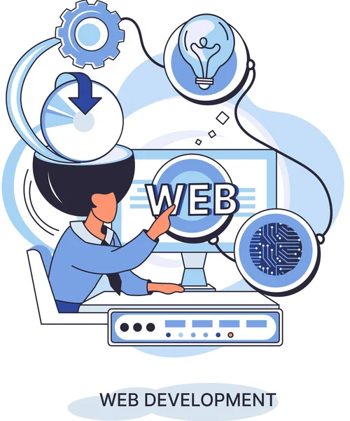 Metáfora Desenvolvimento Web Codificação Programação Site Layout Responsivo Internet Aplicativo — Vetor de Stock