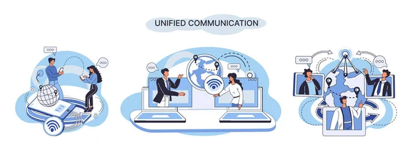 Egységes Kommunikációs Metafora Közösségi Média Kreatív Ötlet Online Közösségi Háló — Stock Vector
