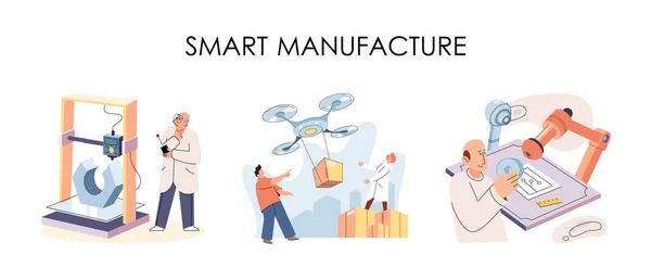 Smart Manufacture Automation Development Metaphor Innovative Smart Industry Product Design — Stock Vector