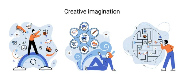 Kreativer Geist Fantasie Oder Brainstorming Oder Originelles Ideenkonzept Kreative Fantasie — Stockvektor