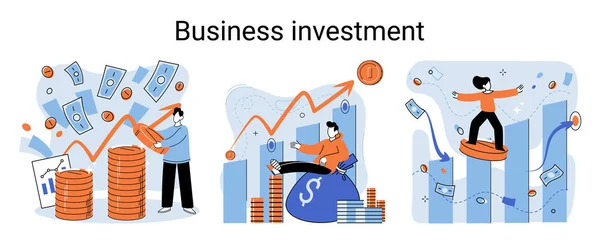 Investitionsmetapher Für Unternehmen Investitionskapital Für Gewinn Und Einkommen Vervielfacht Sich — Stockvektor