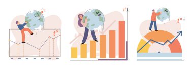 Küresel ısınma kavramı. Bilim adamları Dünya 'da yükselen sıcaklık sorununu araştırıyorlar. Araştırmacılar ekoloji ve çevrenin analizini yapar. İklim değişikliği çevre testi hakkında bilimsel araştırma