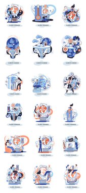 Küresel ısınma metaforu, insan iklim değişikliği, emisyonlar atmosferi ve havayı, doğal afeti, ormansızlaşmayı, küresel ısınmayı, bitki ve kuraklık eksikliğini yok eder. Gezegendeki çevresel felaket.