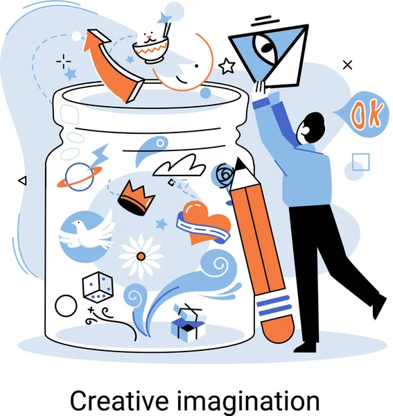 Esprit Créatif Imagination Remue Méninges Idée Originale Concept Une Imagination — Image vectorielle