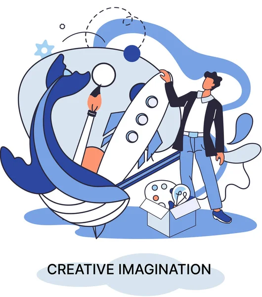 Mente Criativa Imaginação Brainstorm Conceito Ideia Original Imaginação Criativa Espaço —  Vetores de Stock