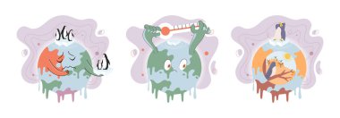 İklim değişikliği konsepti. Küresel ısınma metaforu. Doğa tehlikesi, enerji sektörü, iklim değişikliği tasarruf gezegeni, hava kirliliği. Sıcaklık yükselen hayvan soyu tükenmesi. Çevre Günü