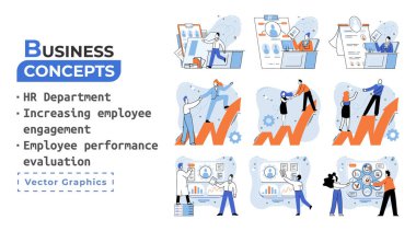 İş kavramları insan kaynakları insan kaynakları departmanı, çalışan katılımının artması, işçi performans değerlendirmesi. İş geliştirme için personel eğitimi, girişimin evrimi için motivasyon
