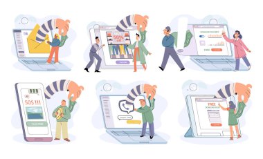 Concept of hacker attack, fraud investigation, internet phishing attack. Fraud prevention. Internet user open scam email. Stealing privacy account and password. Cyber criminal stealing personal data