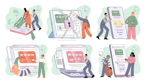 Hacker activity. Hacking computer. Phishing account, steal data, cyber attack. Stealing password. Cyber crime, theft personal information, cyber security spy access. Internet fraud scenes set metaphor