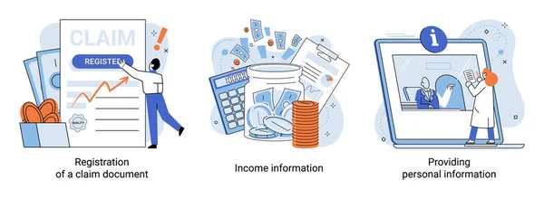 Registration Claim Form Register Document Providing Personal Information Income Information — Wektor stockowy