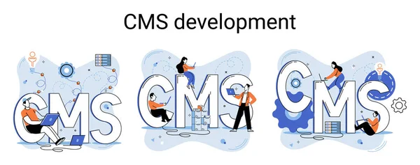 Digital Content Management System Cms Development Software Metaphor Information System — Stock Vector