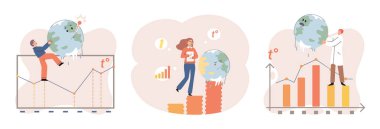 Küresel ısınma kavramı. Bilim adamları Dünya 'da yükselen sıcaklık sorununu araştırıyorlar. Araştırmacılar ekoloji ve çevrenin analizini yapar. İklim değişikliği çevre testi hakkında bilimsel araştırma