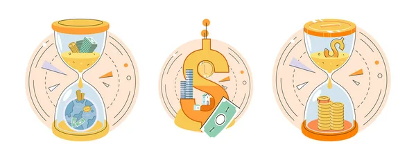 Golden Coins Pile Magnet Money Financial Literacy Metaphor Passive Income — ストックベクタ