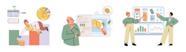 Budget plan concept. Evaluates income and expenses, analyzes investments and savings. Financial literacy and economics, accounting. Planning and distribution of money. Income and expenses report