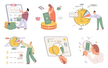 Budget plan concept. Evaluates income and expenses, analyzes investments and savings. Financial literacy and economics, accounting. Planning and distribution of money. Income and expenses report