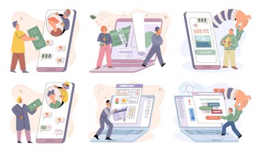 Internet hacker stealing money cybercrime from smartphone payment app. Woman panic after money stolen via mobile app. Credit card online payment scam concept. Cyber crime hacker attack internet fraud