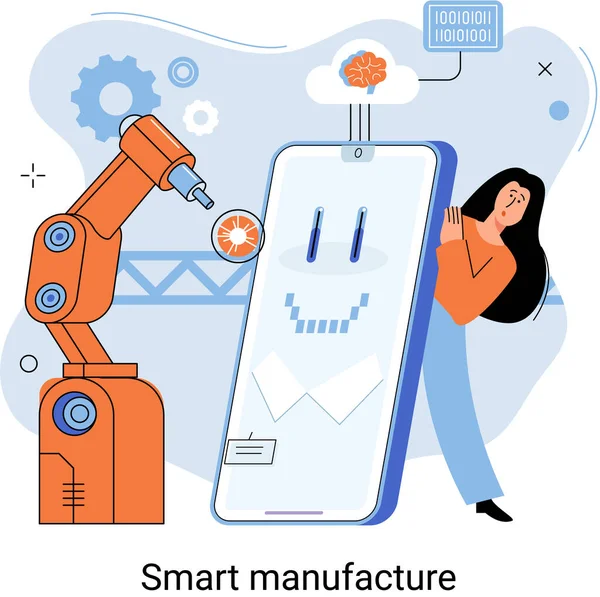 Smart Manufacture Metaphor Automated Production Line Innovative Contemporary Smart Industry — Stock Vector