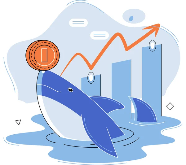 Shark Emerges Water Holds Gold Coins Its Nose Trading Hamsters — Stock Vector