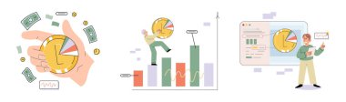 Set of people analyzing personal or corporate budget. Concept of finance accounting and calculation of financial income and expenses report. Financial consultant with document for tax computation